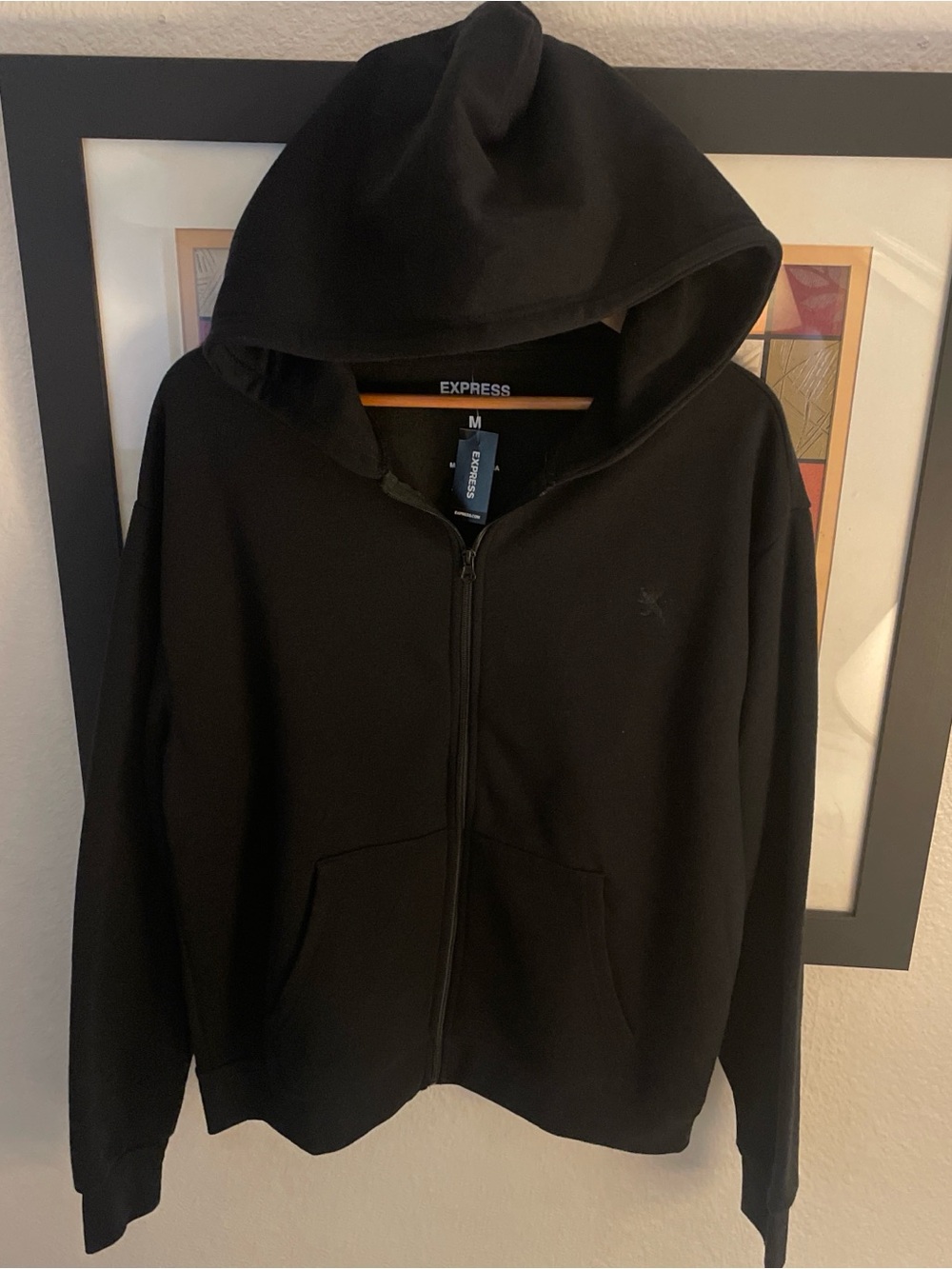 Express Men's Black Full-Zip Hoodie Sweatshirt
